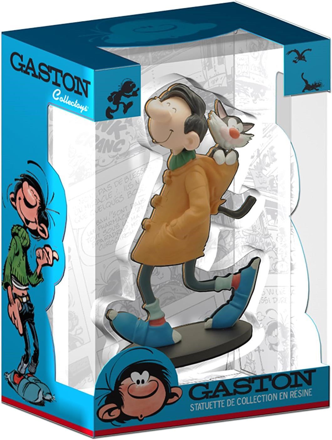 Gaston Figur (im Mantel mit Katze), 18 cm