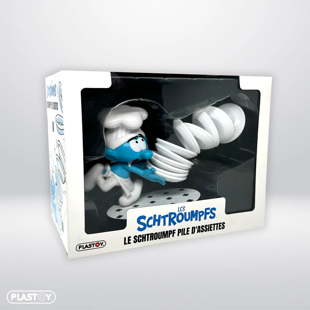 Schlumpf-Figur (mit Tellerstapel), 14 cm